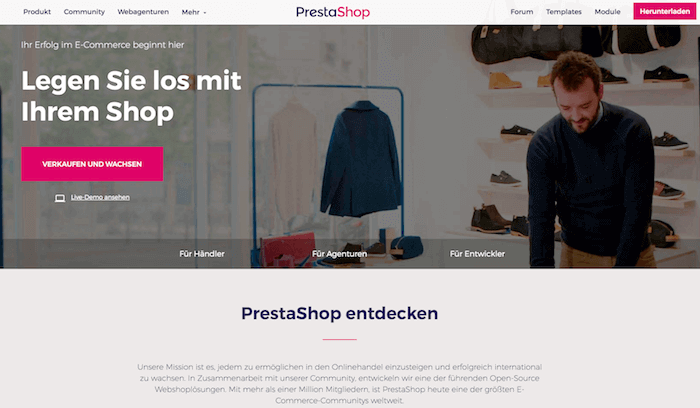 PrestaShop Startseite